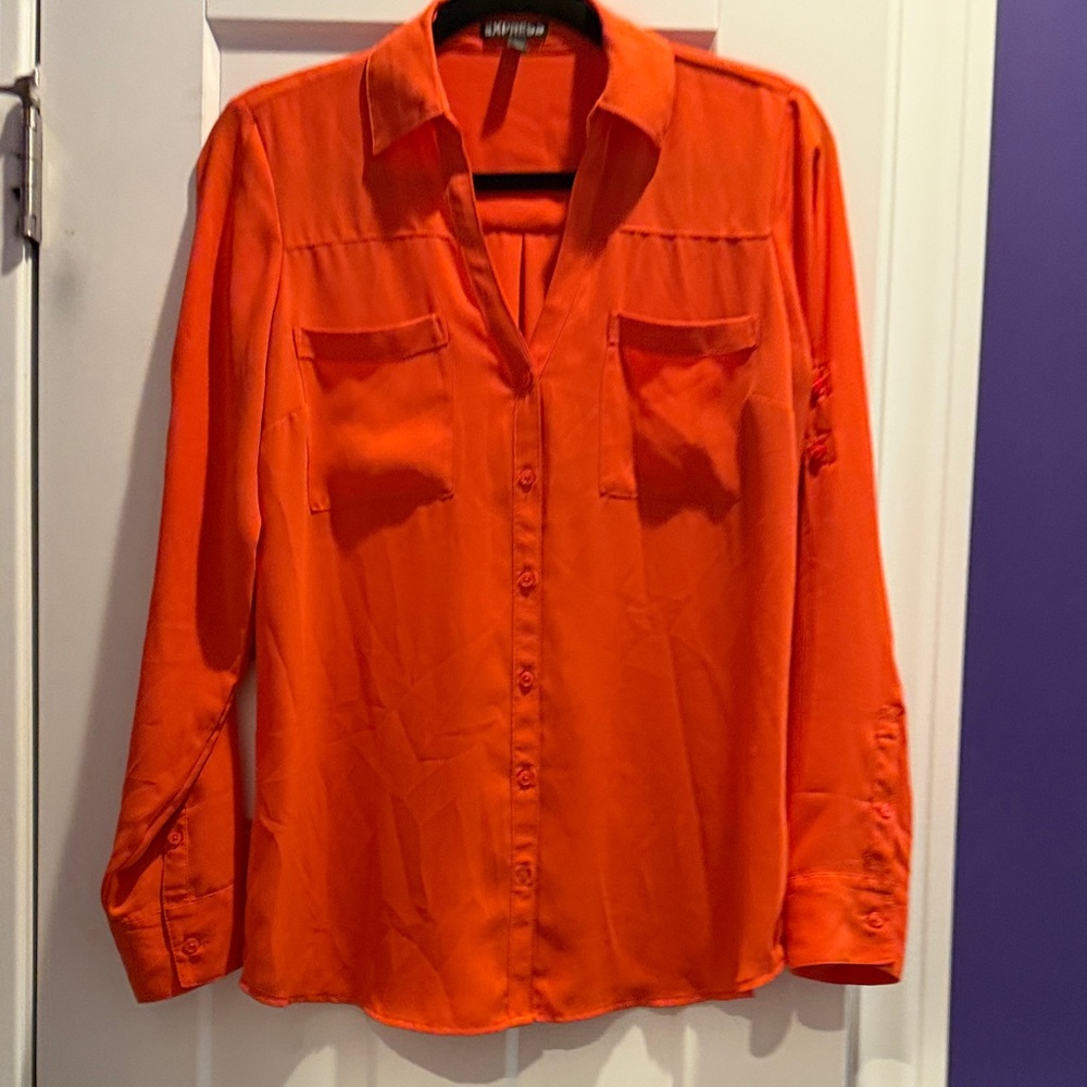 Express Orange Button-Up Shirt
